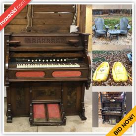 MaxSold Auction: This online auction includes furniture such as a dresser, tables, Baier’s armchairs, metal bedframe and others, Dominion organ, large wood frame organ, shutters, work platform, ladders, jack stand, tools, fishing equipment, sports equipment, Amana fridge and other kitchen appliances, kitchenware, planters, wood bin, wagon wheel, garden decor, central vacuum, barometer, decor, wall art, paddle boards and much more!